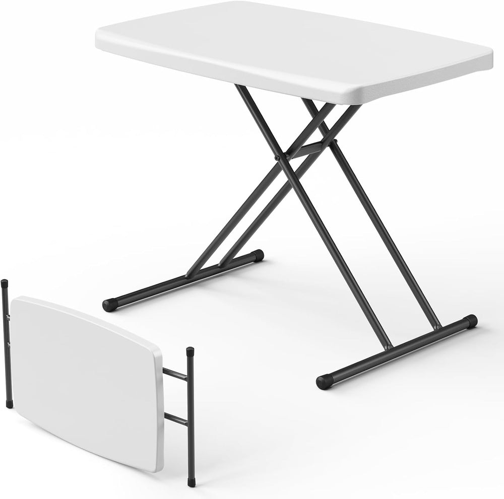Folding Table, TV Tray with 3 Levels Adjustable Height, Heavy Duty No Assembl...