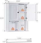 HAIOOU Bathroom Wall Cabinet with Motion Sensor LED Light, Wooden Medicine Cabinet Wall Mounted Cupboard, Over Toilet Storage Cabinet with Buffering Hinges and Adjustable Shelf - Modern White
