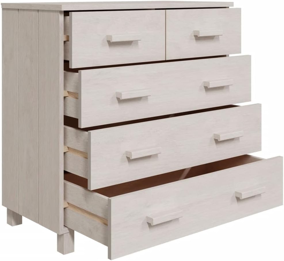 White Sideboard Buffet Cabinet, Solid Pine Wood and MDF Dining Room Credenza ...