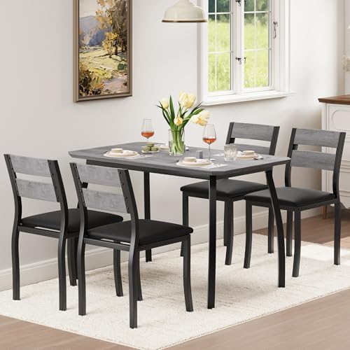 IDEALHOUSE Dining Table Set for 4 Modern Kitchen Table and Chairs Set with Ch...