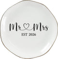Mr & Mrs EST 2026 Ring Dish - Elegant Ceramic Ring Holder for Engagement, Wedding, and Bridal Shower Gifts - Honeymoon Keepsake for Friends, Newlyweds, and Bride-to-Be