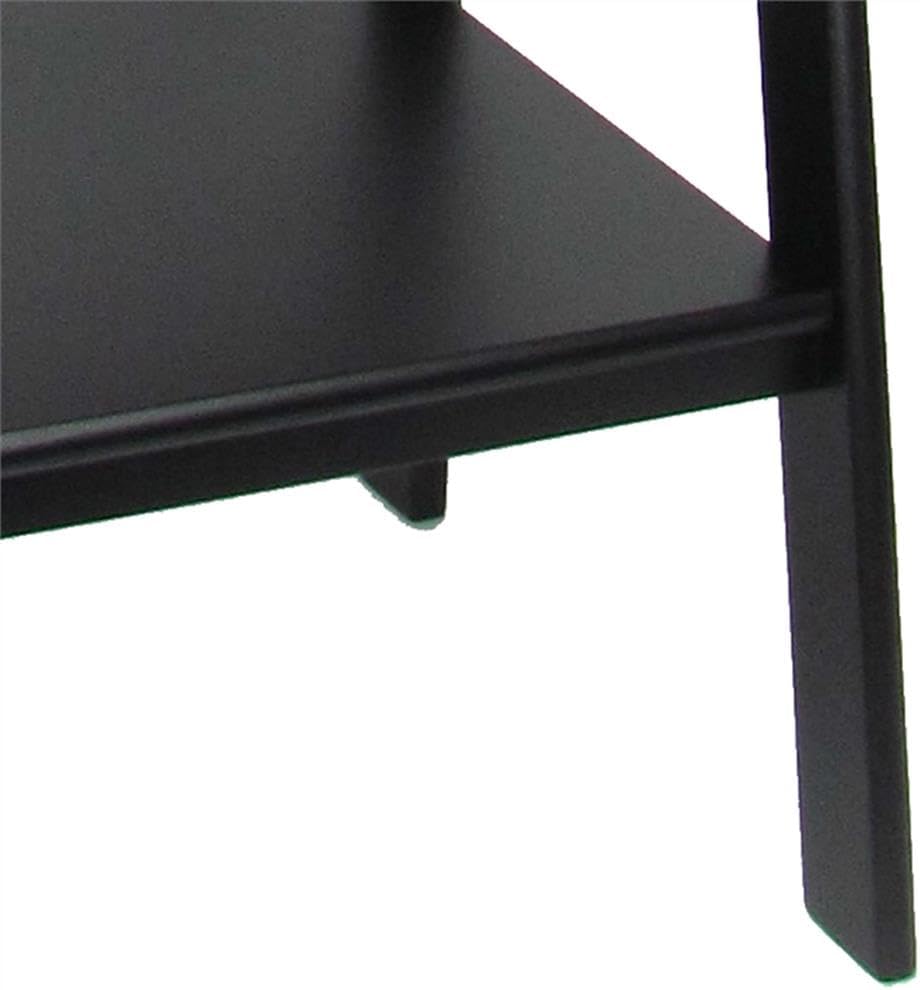 MAKLAINE 3 Tier Wooden Storage Ladder, Black Finish, Open Sides and Back, Solid Birch Wood, Modern and Sleek Design, Durable Display Shelves for Living Room or Bedroom Decor