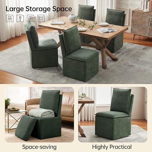 VKNOW Upholstered Dining Chairs Set of 2, Dining Room Chairs with Storage