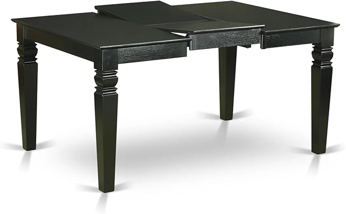 East West Furniture WEDA7-BLK-29 7 Piece Dining Table Set Includes a Rectangle Kitchen Table with Butterfly Leaf and 6 Polyester Fabric Padded Chairs, 42x60 Inch, Black