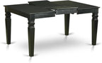 East West Furniture WEDA7-BLK-29 7 Piece Dining Table Set Includes a Rectangle Kitchen Table with Butterfly Leaf and 6 Polyester Fabric Padded Chairs, 42x60 Inch, Black