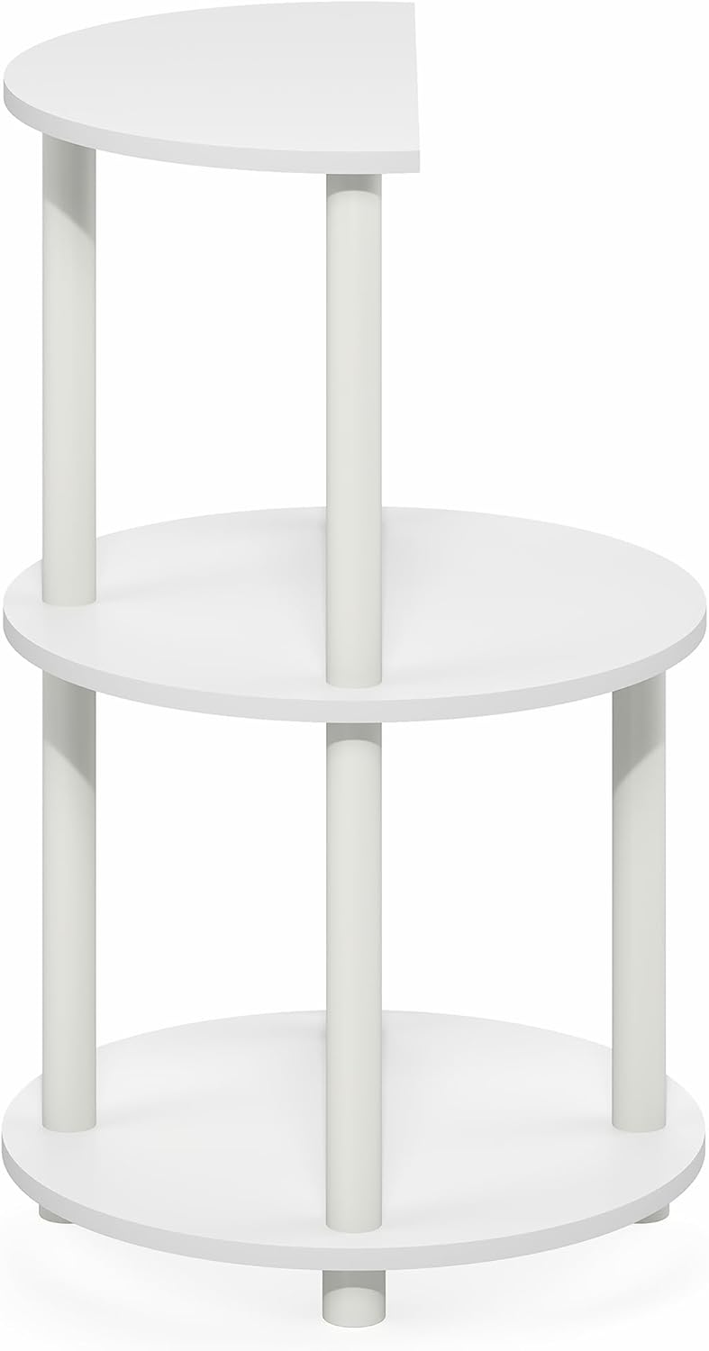 Furinno Turn-N-Tube Side Table, 3-Tier Round End Table, Half Round Top Panel ...