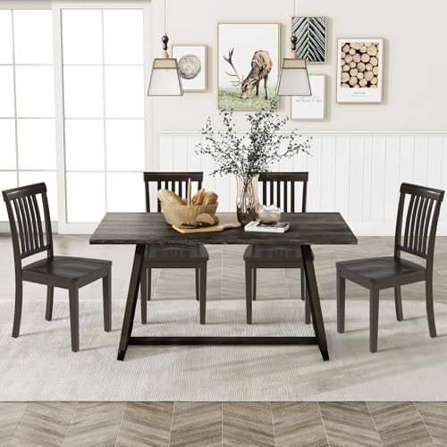 COLAMY Wooden Dining Chairs Set of 4, Spindle High Back Windsor Kitchen Side ...