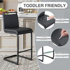 Counter Height Bar Stools Set of 4,Bar Stools for Kitchen Island,25H | Black Bar stools with Back,Metal Barstools with Painted Metal Leg,Counter Height Stools for Pub Kitchen Counter