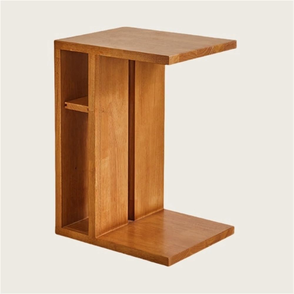 Modern 2-Tier C-Shaped Sofa End Table Small Wooden Side Table Coffee Table fo...