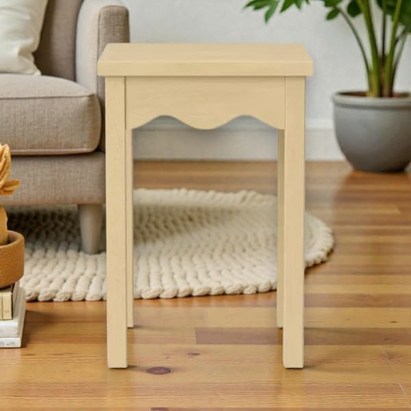 Natural Wavy Accent Side Table, Modern Sculptural End Table with Two-Tone Woo...