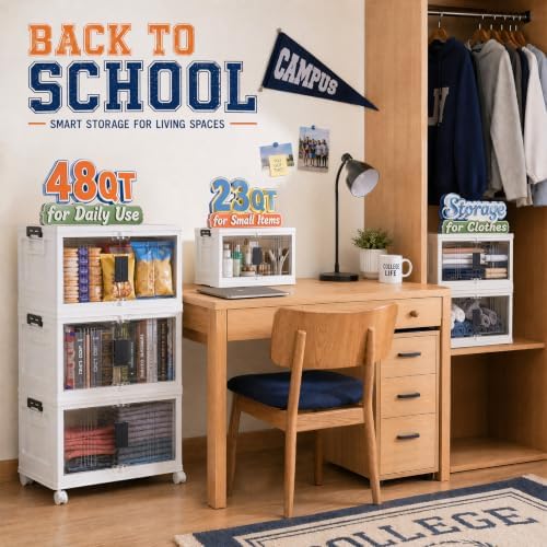 OlarHike 144QT Storage Bins with Lids for Closets, Office, Dorm, 3 Pack