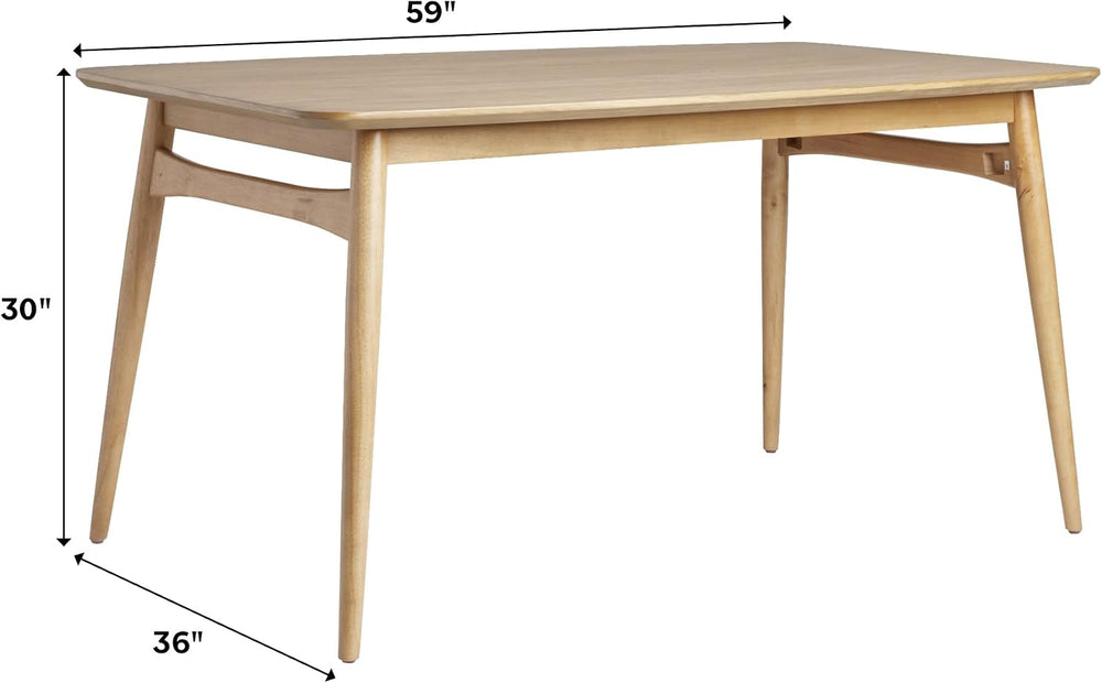 Walker Edison Mid-Century Modern Solid Wood Tapered-Leg Dining Table, 59 Inch...