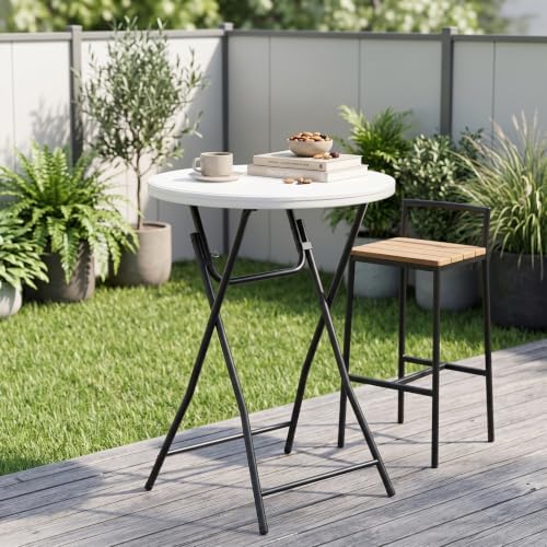 Folding Table,32 Inch Foldable Round, Bar Table Party High Top Table,White