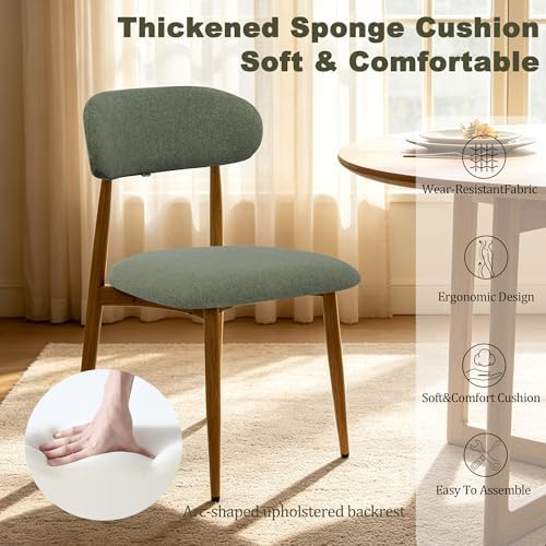 FREKEN Modern Upholstered Dining Chairs Set of 4, Mid-Century Metal Frame wit...