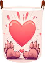 Laundry Baskets 15.7x19.7 Inch Large Paw Print Heart Design Collapsible Laundry Hamper with Handles Oxford Fabric Clothes Storage Bin Foldable Dirty Clothes Organizer for Bedroom Bathroom Dorm