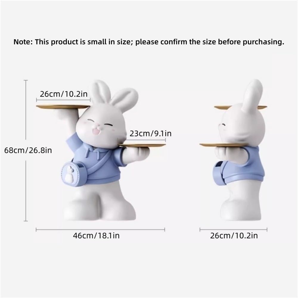 Rabbit Shaped Side Table, Accent Table for Triple Storage, Creative Couch Tab...