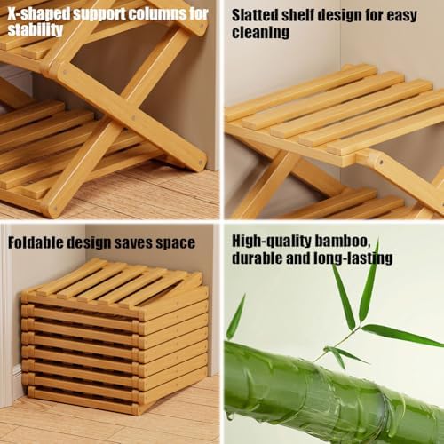The 9-Tier No-Assembly Bamboo Rack, 3/5/7/9/10 Tier Bamboo Shoe Rack, Foldable Bamboo Shoe Organizer, Narrow Shoe Shelf for Entryway, Closet, Corner, Bedroom, Hallway (Brown, 10tier)