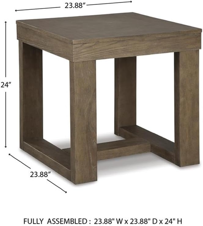 BOWERY HILL Contemporary Set of 2 Square End Tables in Grayish Brown