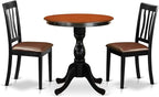 East West Furniture ESAN3-BCH-LC 3 Piece Kitchen Table & Chairs Set Contains a Round Dining Room Table with Pedestal and 2 Faux Leather Upholstered Dining Chairs, 30x30 Inch, Black & Cherry