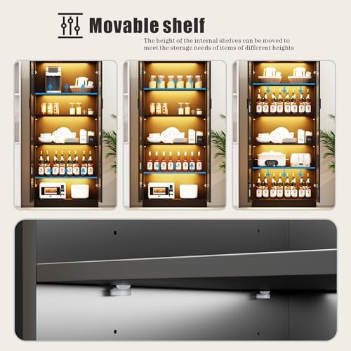 Dystler 5-Tier Display Cabinet with Glass Doors and Adjustable Shelves