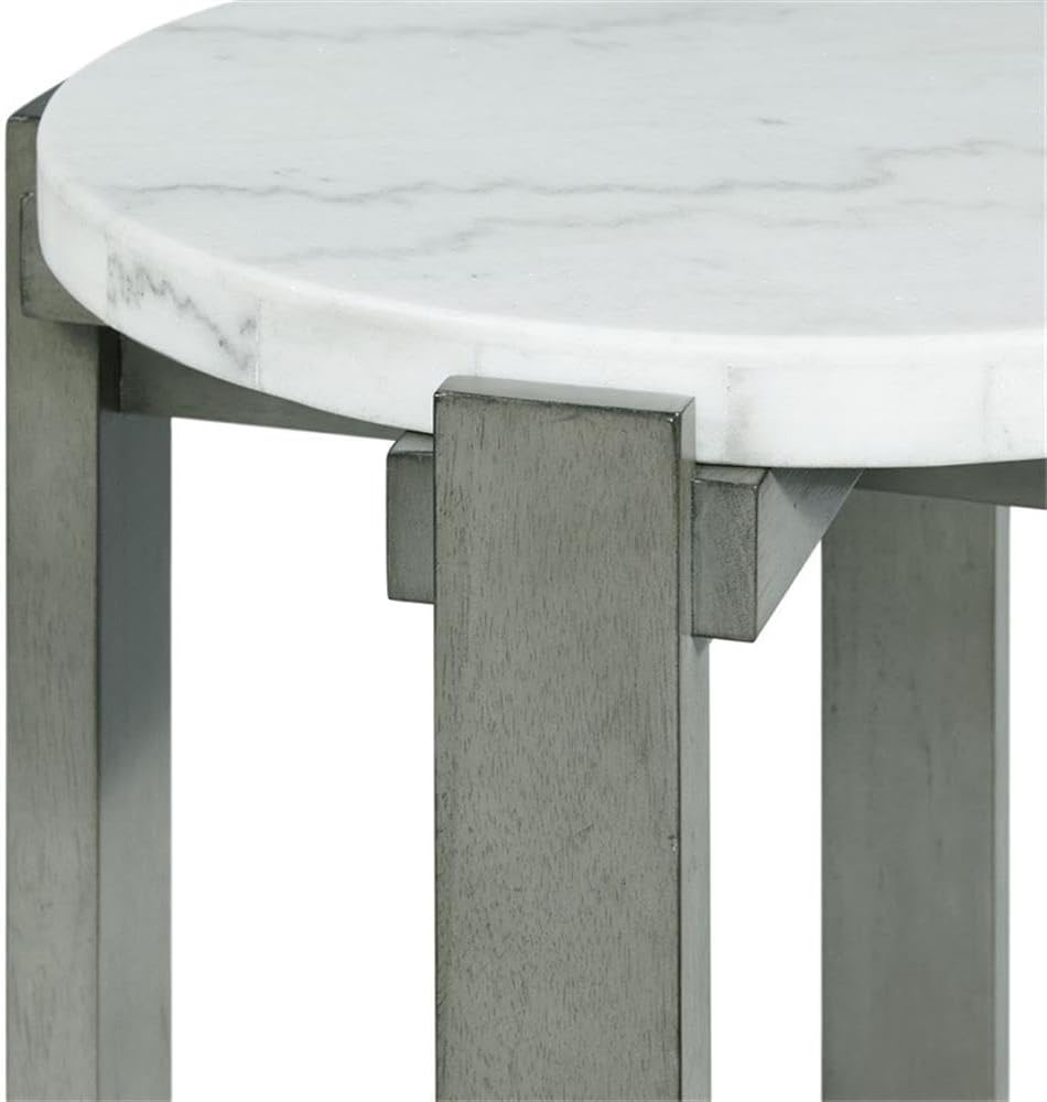 Pemberly Row Contemporary Round End Table, 24 in x 24 in x 24 in, Gray Base w...