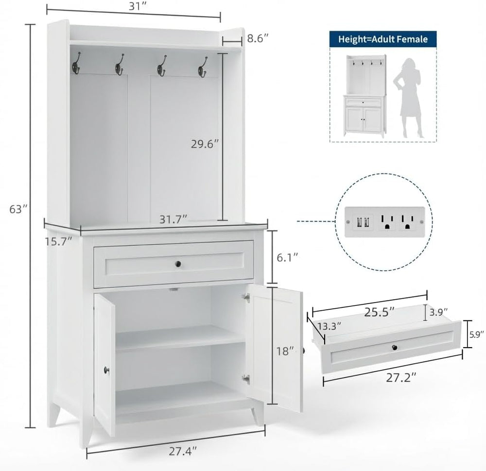 Garvee Pantry Cabinet with 4 Hooks, Kitchen Pantry Cabinet, Coffee Bar Table ...