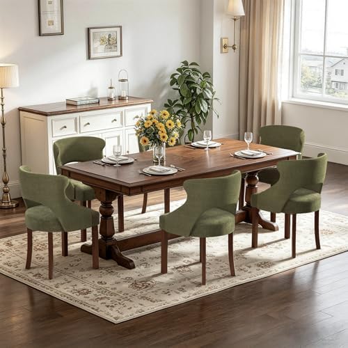 Wooden Dining Chairs Set of 4,Modern Fabric Upholstered Dining Room Chair Kit...