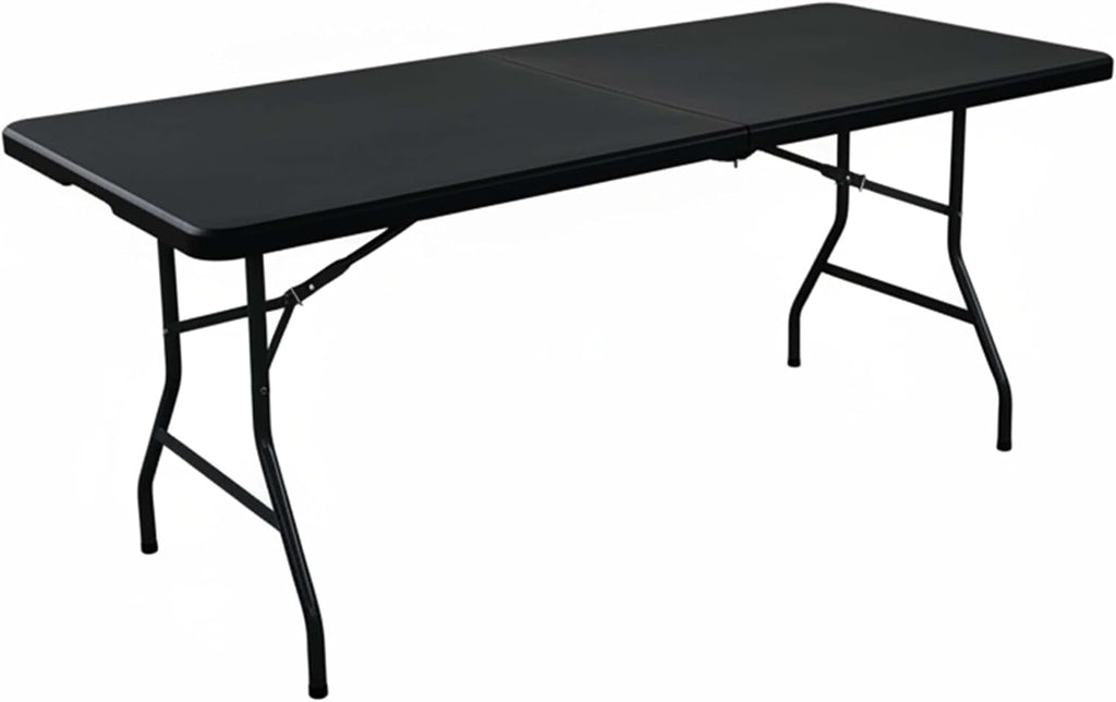 6 Feet Adjustable Height Nesting Folding Table – 24", 29", 36" Countertop Level Foldable Utility Table for Kitchen, Events, Garage, and Workspace - Perfect for Indoor/Outdoor Use Black