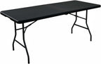 6 Feet Adjustable Height Nesting Folding Table – 24", 29", 36" Countertop Level Foldable Utility Table for Kitchen, Events, Garage, and Workspace - Perfect for Indoor/Outdoor Use Black