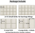 Set of 4 Stackable Jewelry Trays Organizer, Velvet Earring Organizer, Jewelry Organizer Showcase Display Drawer Organizer Storage, Earring Holder Necklace Bracelet Ring Accessary Organizers (Beige)