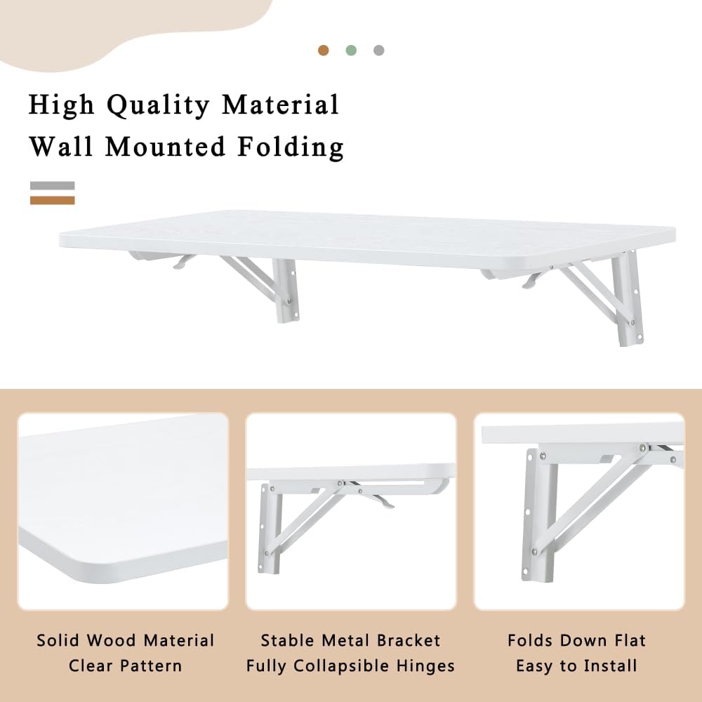 ZOEDO Wall Mounted Folding Table, Floating Desk for Laundry Room, Fold Down T...