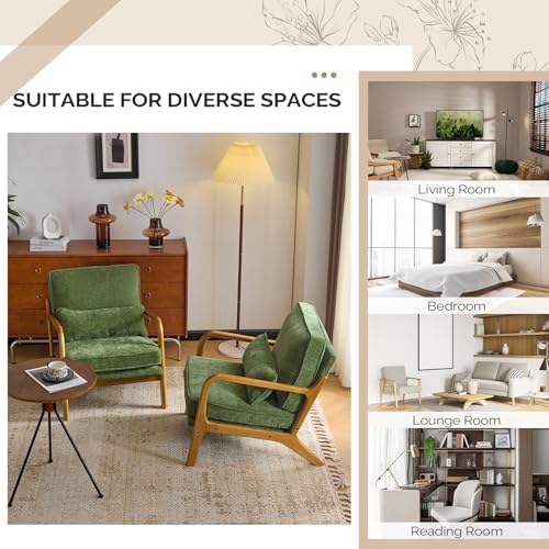 VINGLI Chenille Mid-Century Modern Accent Chair, Cute Reading Arm Chair with ...