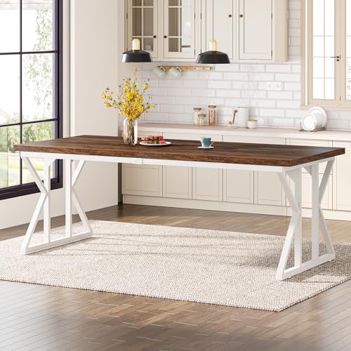 Tribesigns Farmhouse Dining Table for 6-8 People, 78.7-Inch Rectangular Wood ...