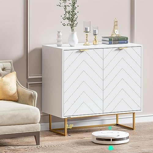 Modern Sideboard Buffet with Storage, Set of 2 Modular Cabinets, White