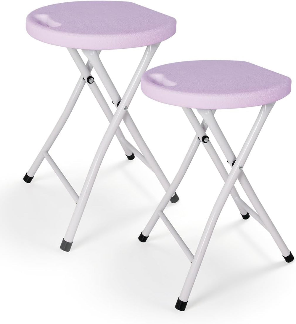 18 Inch Folding Stool with Handle, 2Pcs Purple