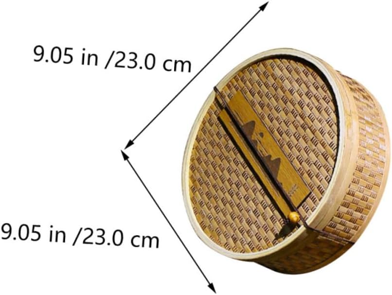 IMIKEYA Bamboo Tea Box Woven Design Tea Cake Storage Container for Home and Office Organization