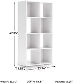 Signature Design by Ashley Onita Contemporary 8 Cube Organizer for Storage, Fits 10.5" by 10.5" by 11" H Storage Bins, Wood, 47.05" Tall, White Finish