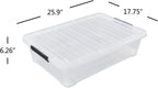 4-Pack 40 Quart Large Plastic Under Bed Storage Bin, Underbed Box With Wheels/Lids, Clear