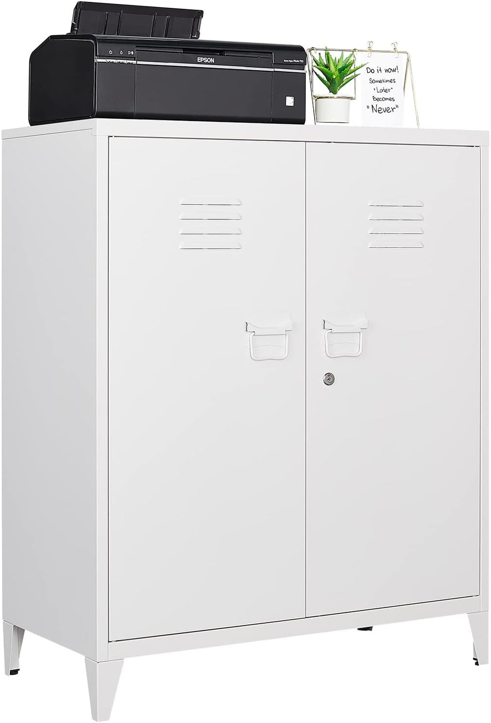 Metal Storage Cabinet,Home Office Cabinet with Doors and Adjustable Shelves,L...
