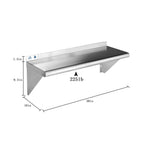 ROCKPOINT Stainless Steel Shelf 10 x 30 Inches 225lb, 2 Pack NSF Metal Commercial Shelves Wall Mount Floating Shelving with Backsplash for Restaurant, Kitchen, Home and Hotel, Silver
