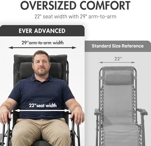 EVER ADVANCED Aluminum Zero Gravity Chair, 2.4" Padded, 350 lb Capacity