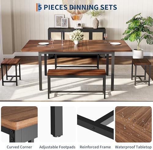 GarveeHome 5-Piece Dining Table Set for 4-8 People, 63 in Large Extendable Ki...