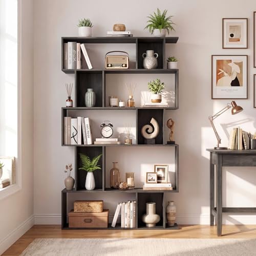 GIANTEX 5-Tier Bookshelf, 10-Cube Geometric Book Case with 5 Closed-Back Cubb...