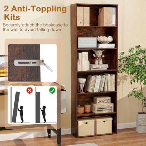 Tangkula 6-Tier Bookcase, 70” Tall Freestanding Bookshelf with 6 Open Shelves...