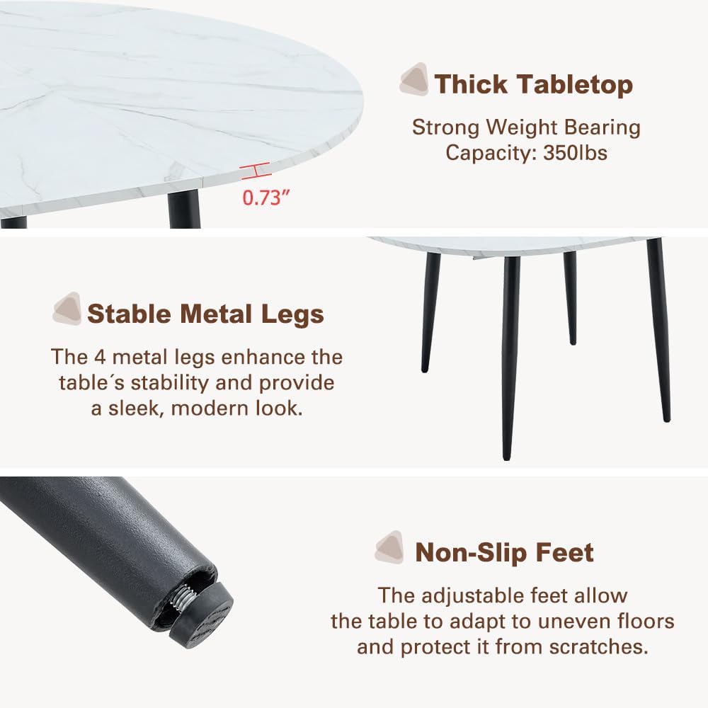 FURNITO Round Dining Table Set for 4, 42"-54" Extendable Dining Roo...