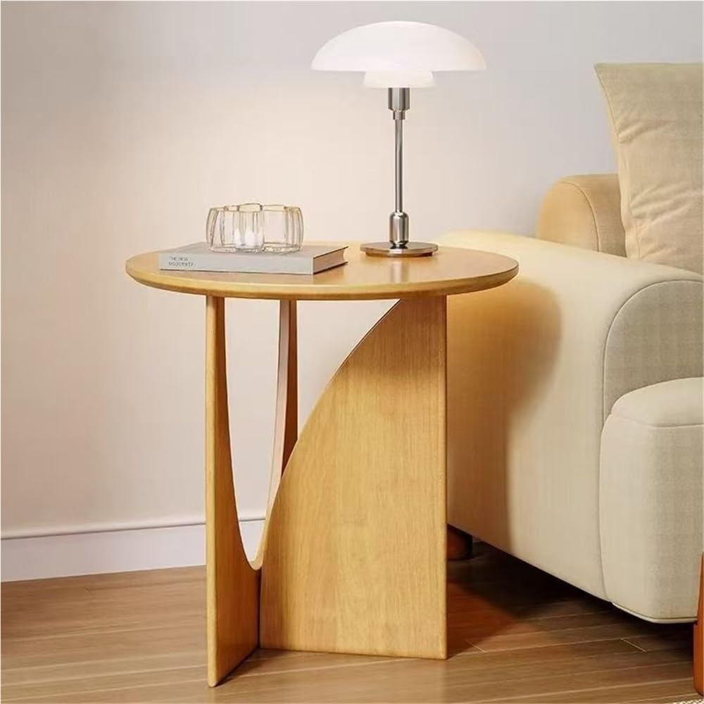 Wooden Round Side Table, Creative Small End Table for Small Spaces, Modern Ni...