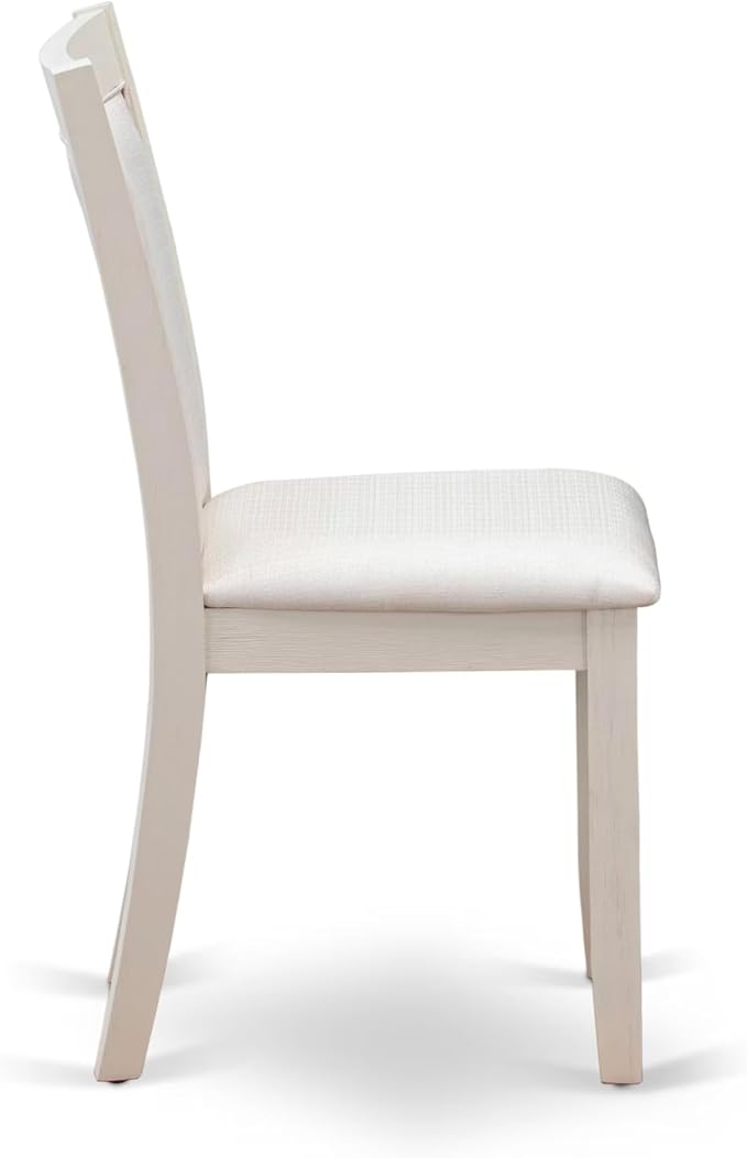 East West Furniture V077MZ001-7 7 Piece Kitchen Table Set Consist of a Rectangle Dining Table with V-Legs and 6 Cream Linen Fabric Parson Dining Room Chairs, 40x72 Inch, Multi-Color