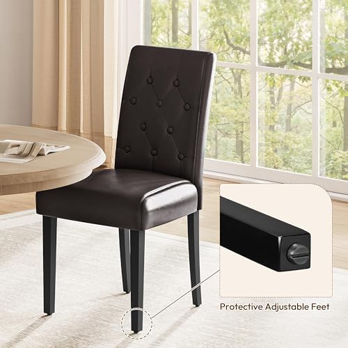 Yaheetech Dining Chairs Set of 4 Button Tufted Kitchen Chairs Brown