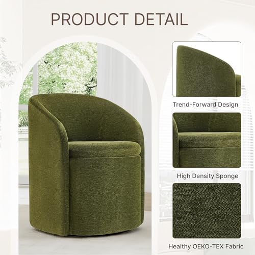 KISLOT Upholstered Dining Chairs with Casters, No Assembly Rolling Modern Din...
