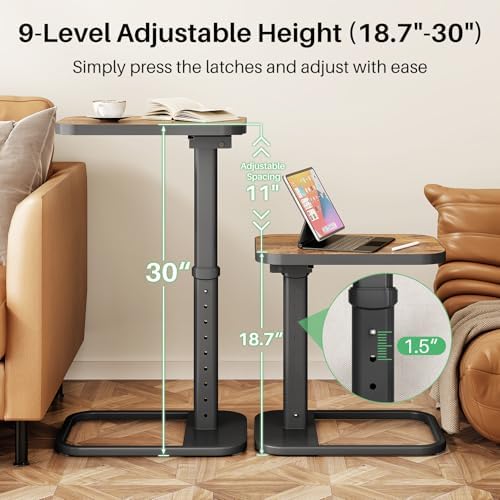 Kitstorack TV Tray Table, Adjustable Height & Flip-Top & Rounded Meta...